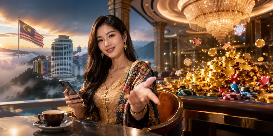 Pengguna menyemak nombor loteri di Genting Highlands menggunakan telefon pintar